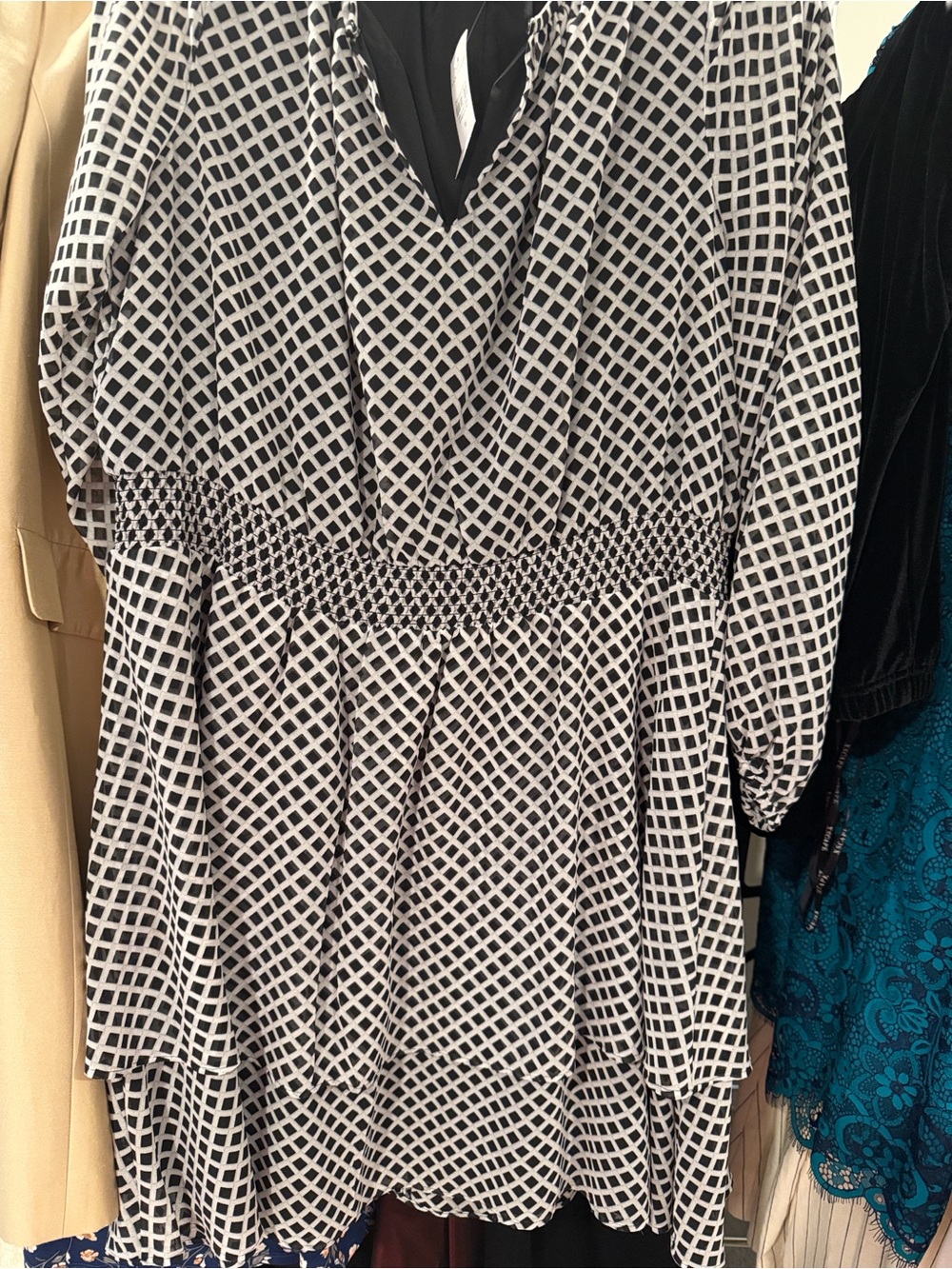 Ann Taylor Black and White Geometric Mini Dress
